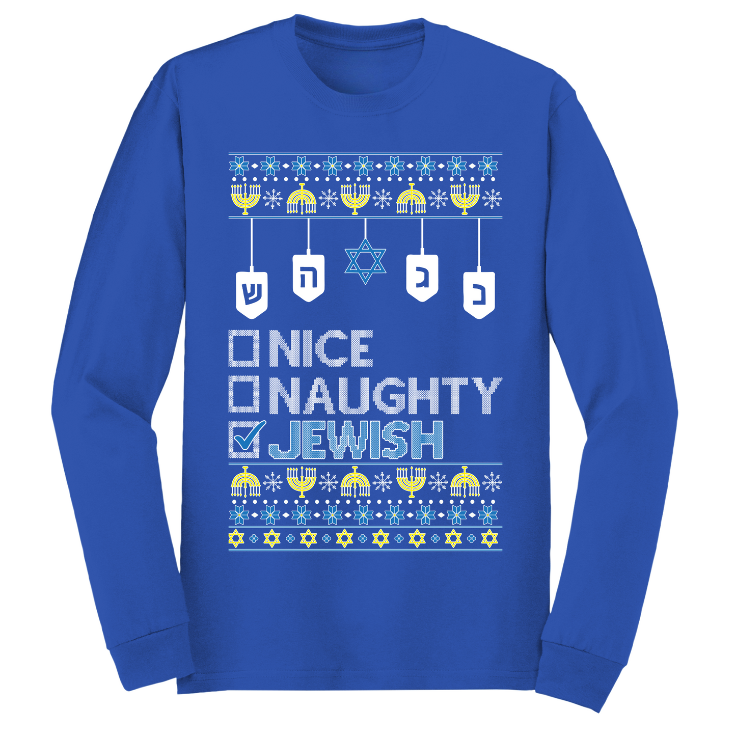 Nice Naughty Jewish Hanukkah Long Sleeve Tshirt