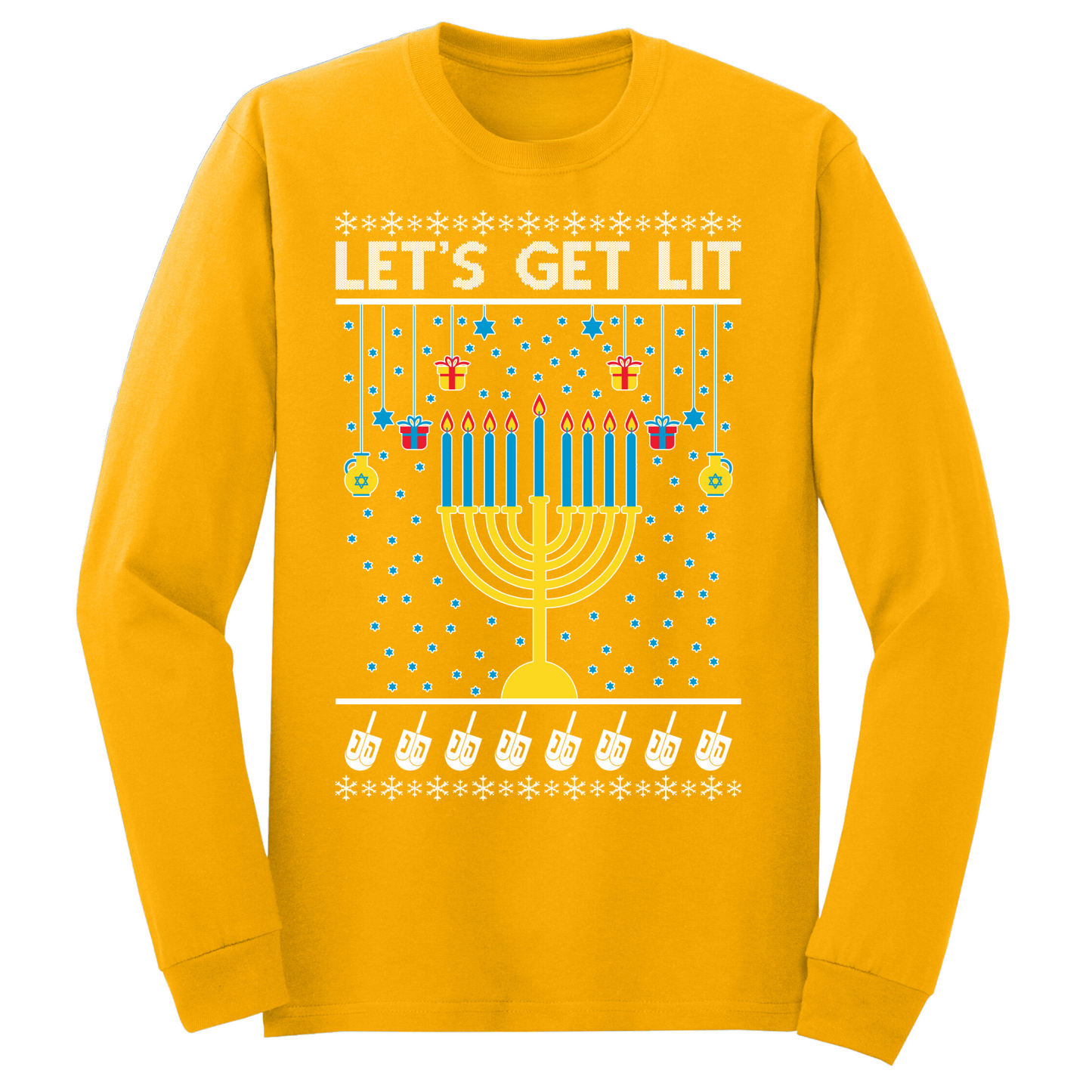 Lets Get Lit Hanukkah Long Sleeve Tshirt