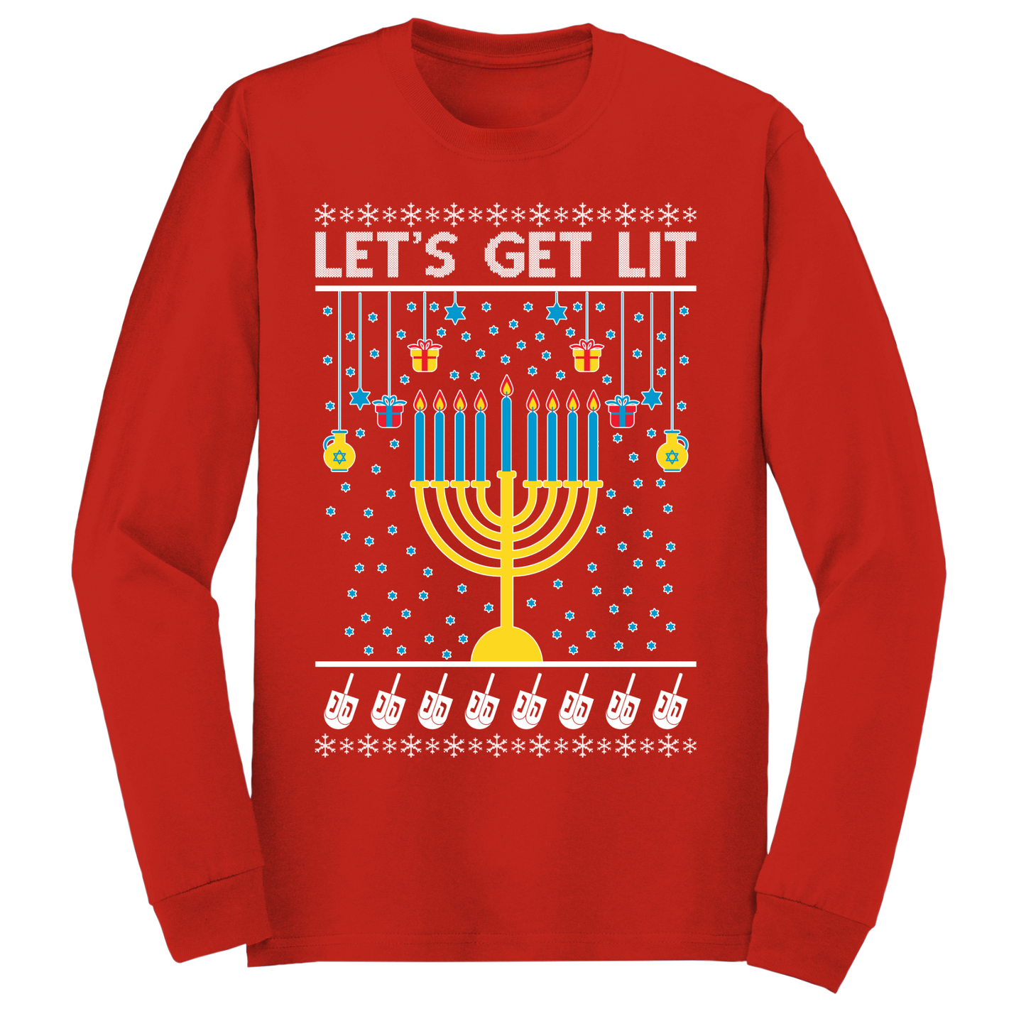 Lets Get Lit Hanukkah Long Sleeve Tshirt