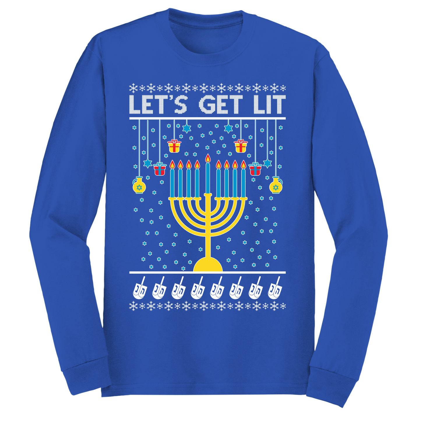 Lets Get Lit Hanukkah Long Sleeve Tshirt