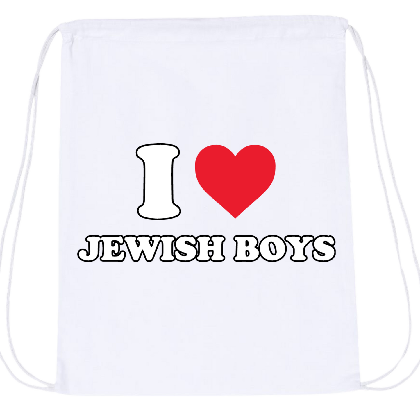 I Love Jewish Boys Drawstring Bag