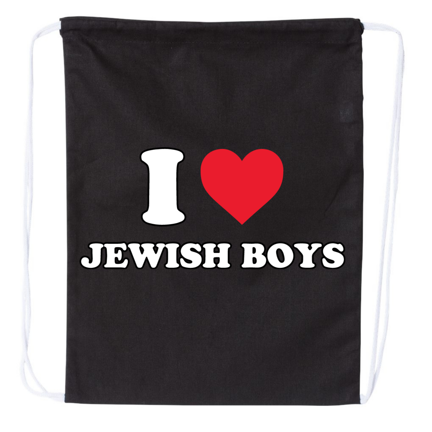 I Love Jewish Boys Drawstring Bag