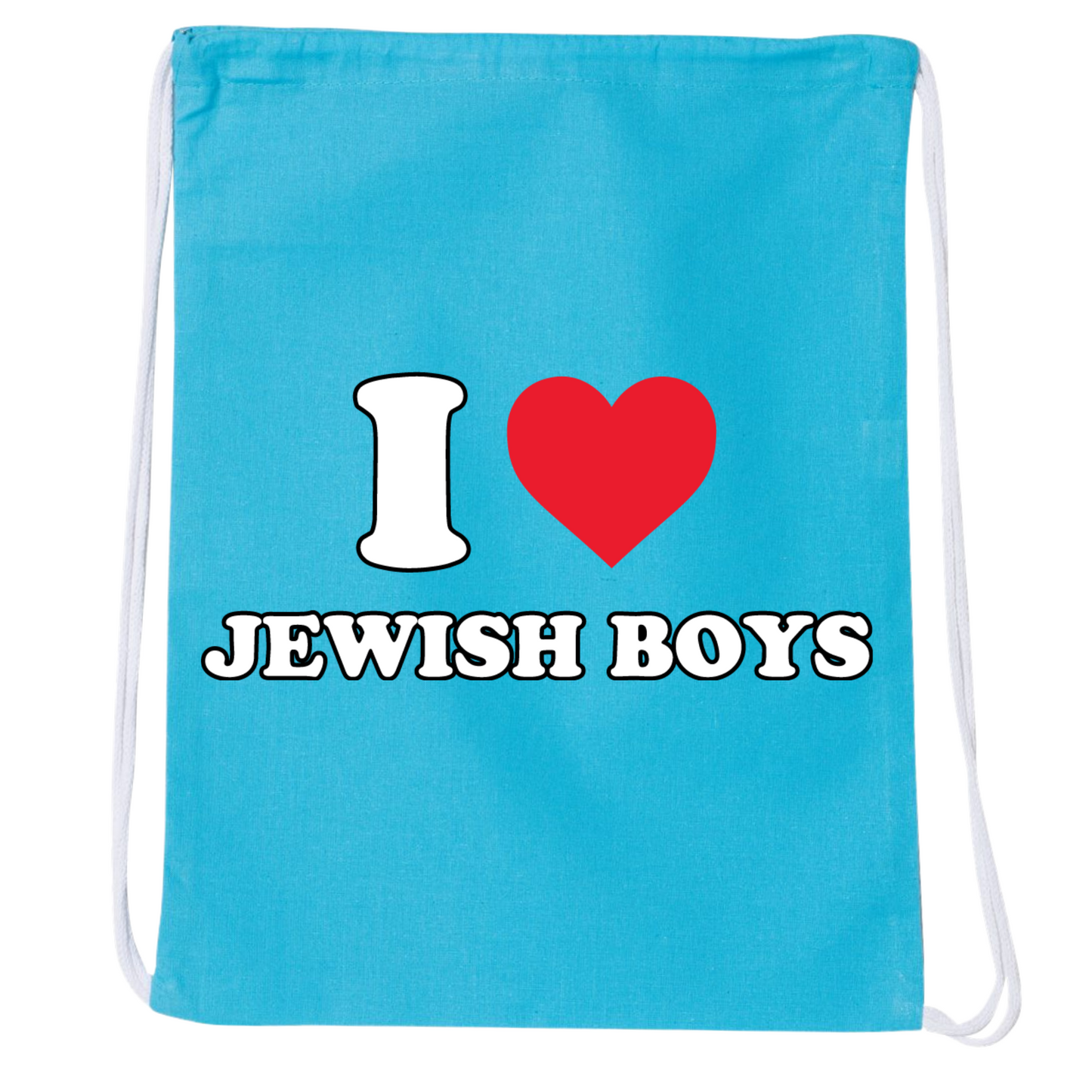 I Love Jewish Boys Drawstring Bag