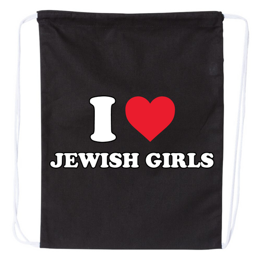 I Love Jewish Girls Drawstring Bag