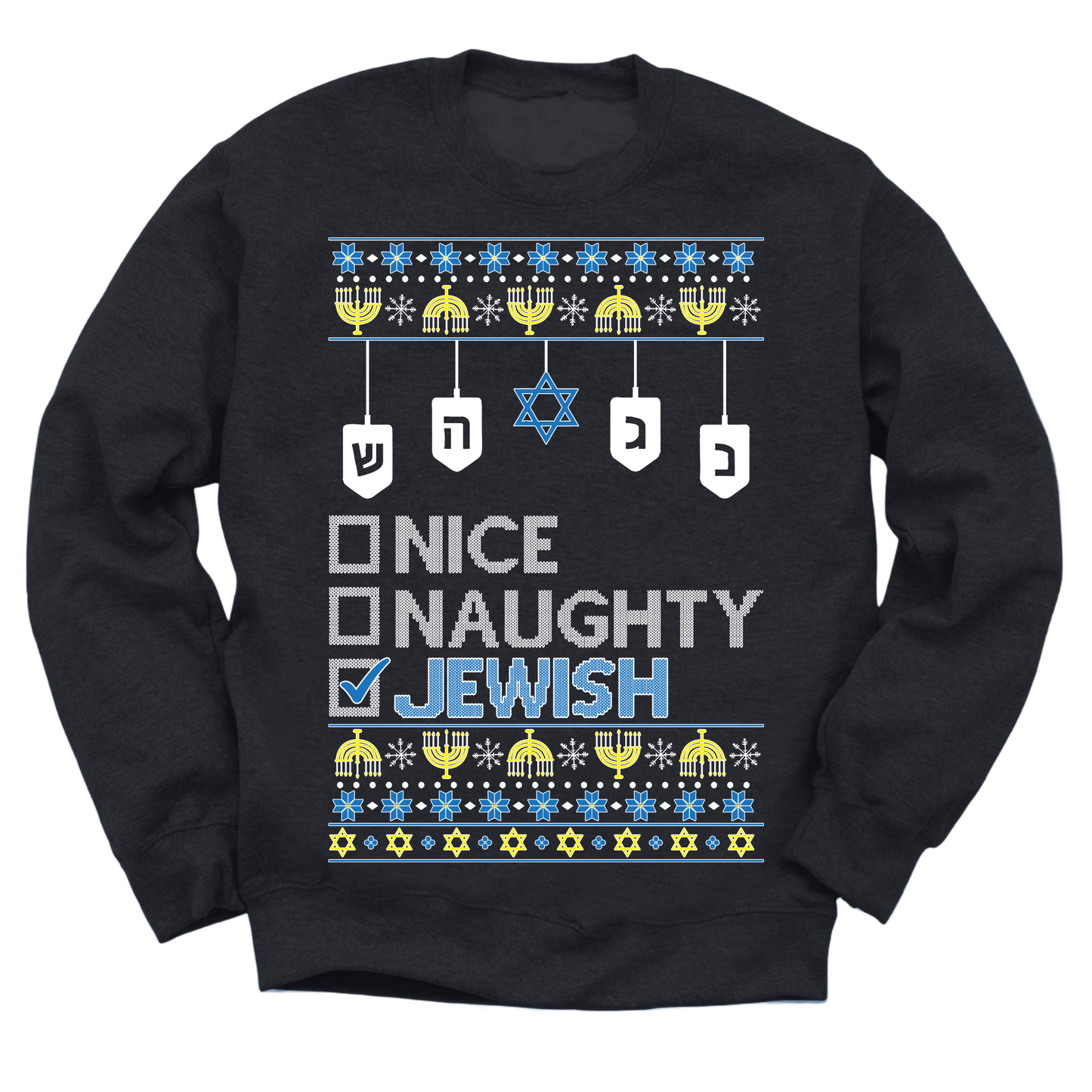 Nice Naughty Jewish Hanukkah Sweater