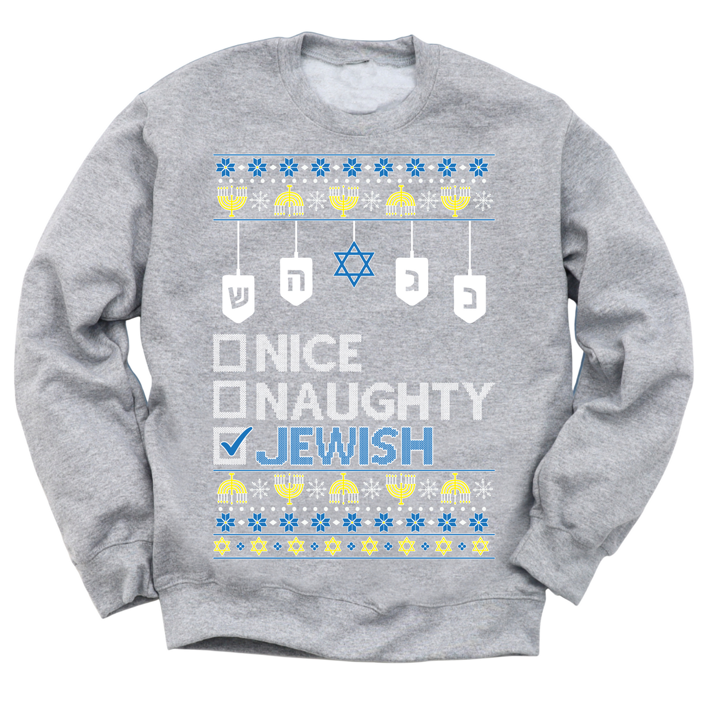 Nice Naughty Jewish Hanukkah Sweater