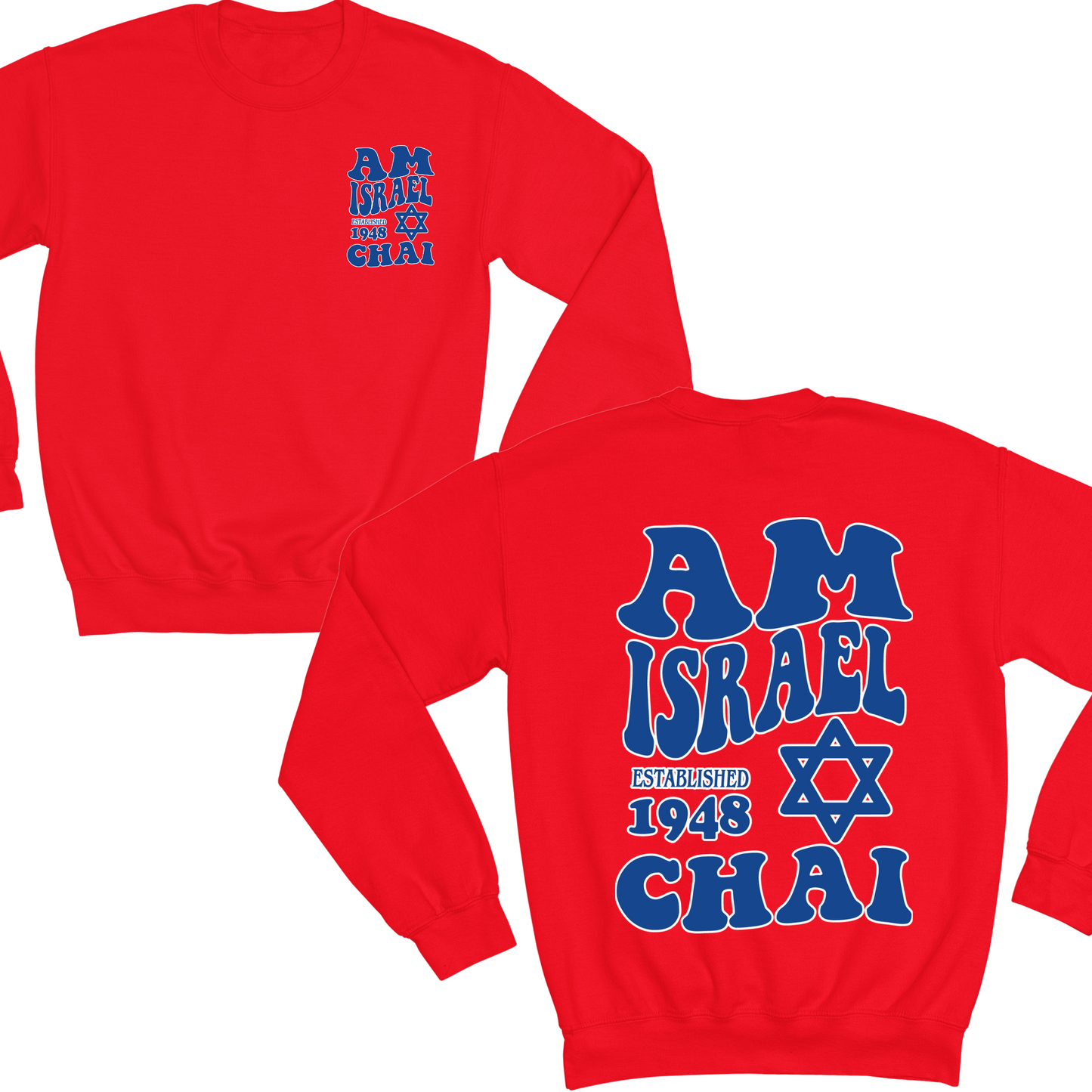 Am Israel Chai Wavvy Crewneck Sweater