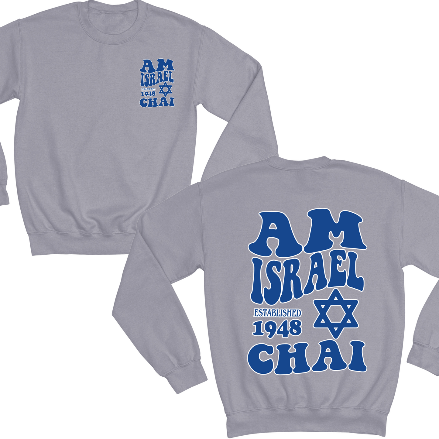 Am Israel Chai Wavvy Crewneck Sweater