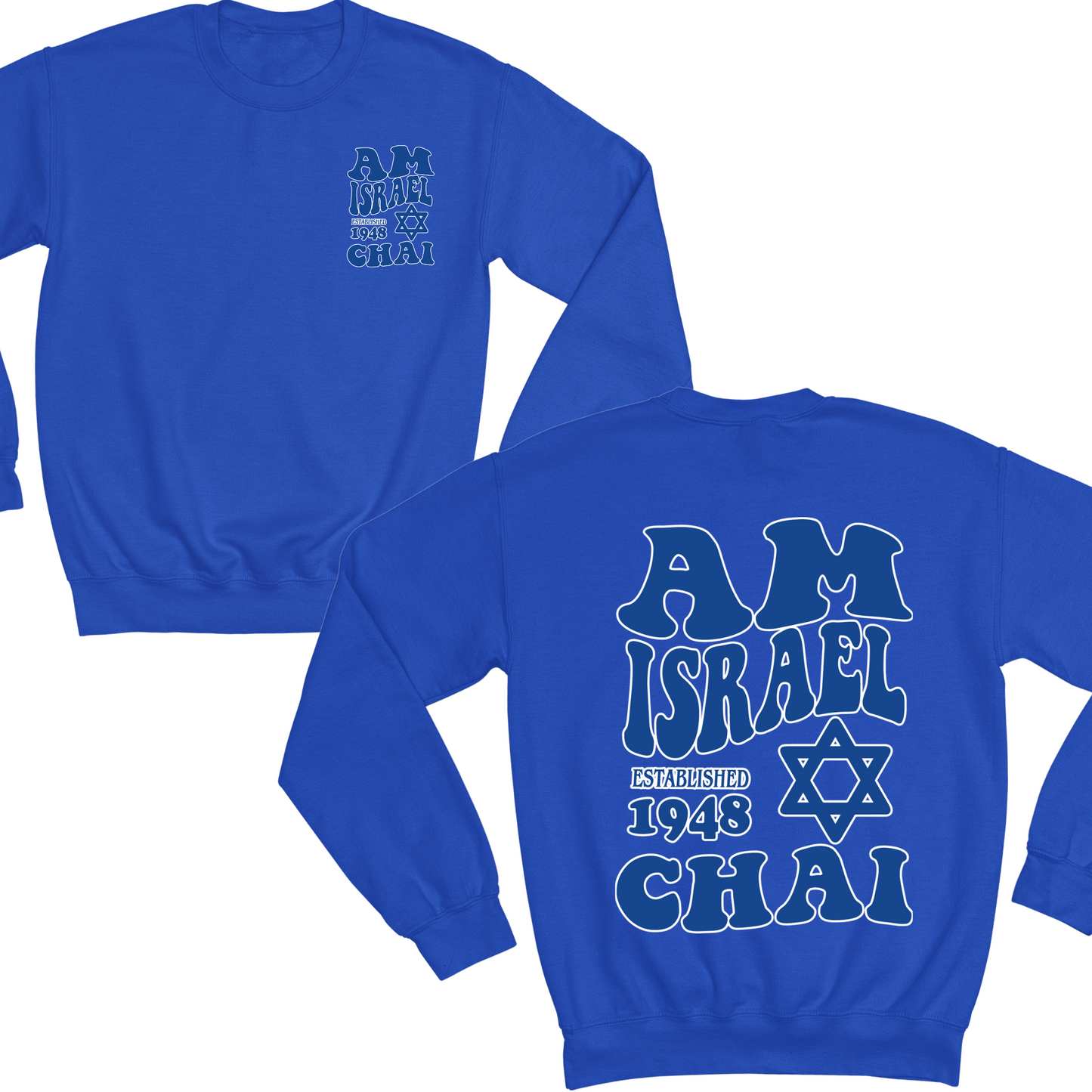 Am Israel Chai Wavvy Crewneck Sweater