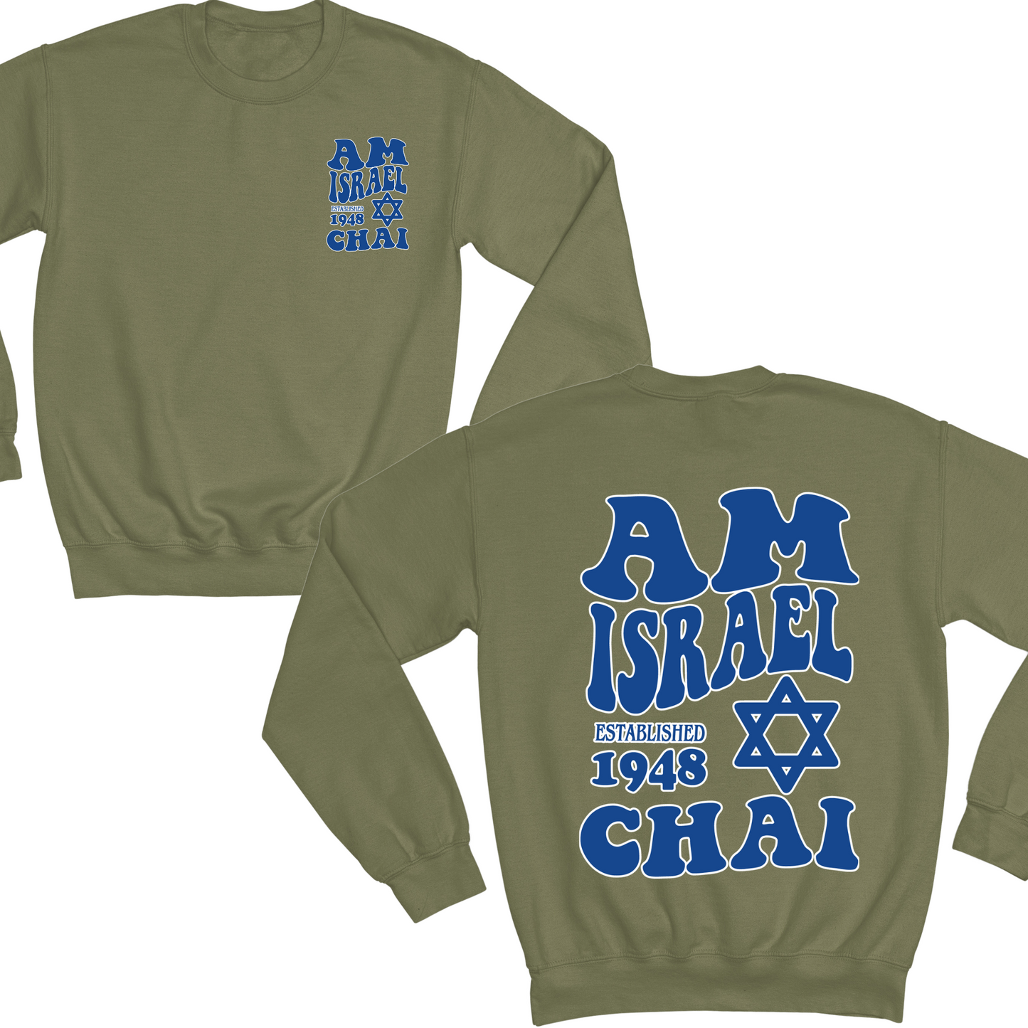 Am Israel Chai Wavvy Crewneck Sweater