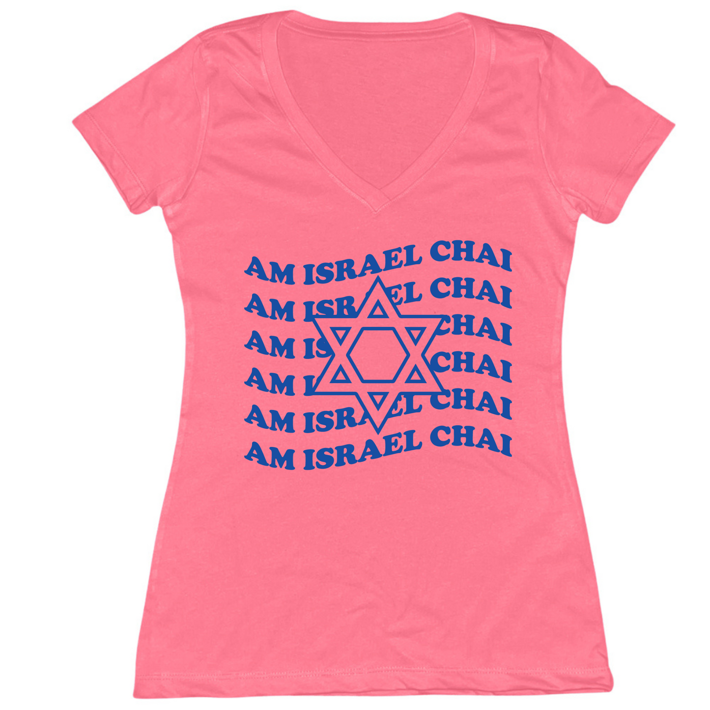 Am Israel Chai Repeat Womens Vneck