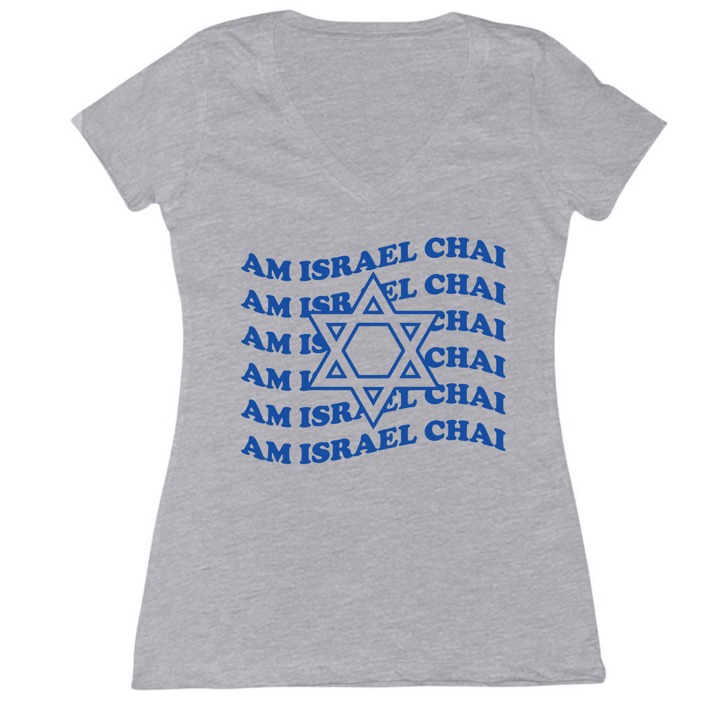 Am Israel Chai Repeat Womens Vneck