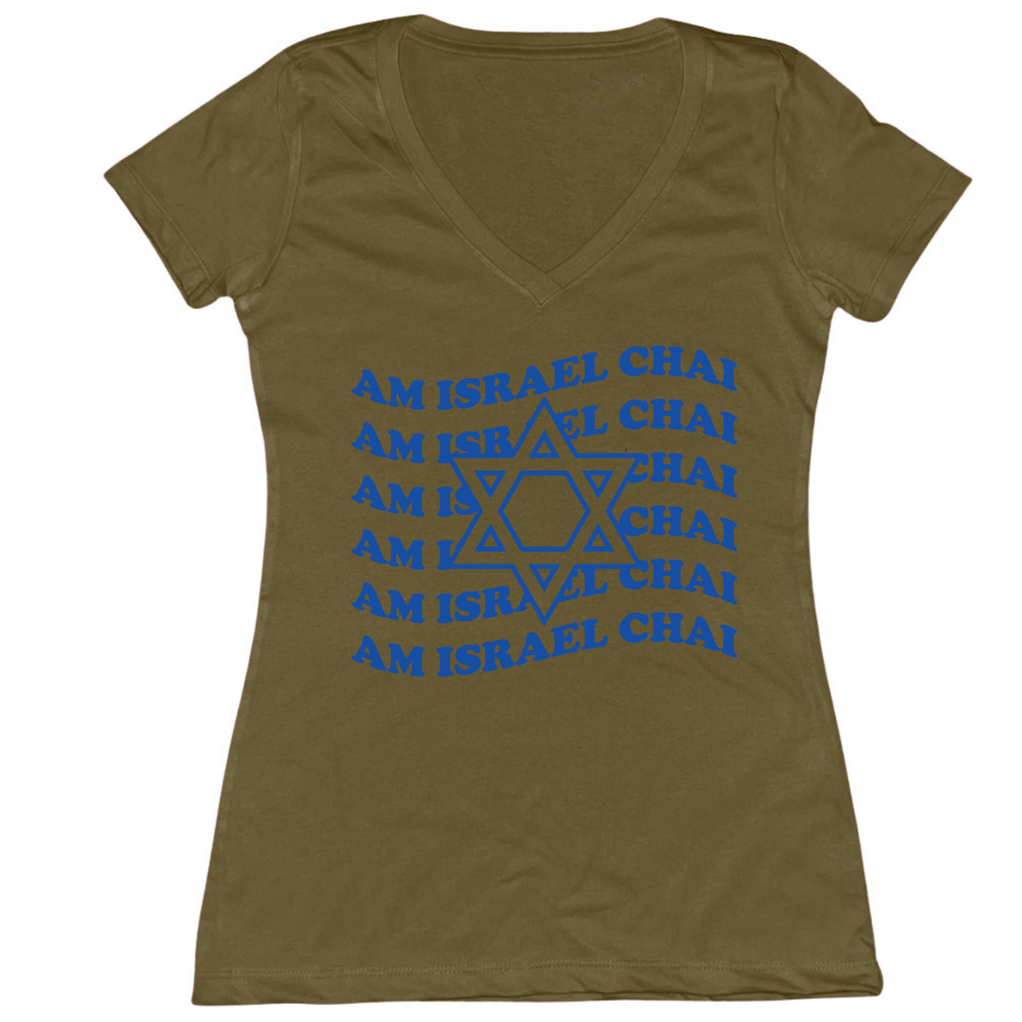 Am Israel Chai Repeat Womens Vneck