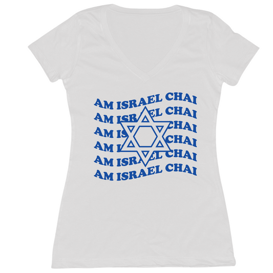 Am Israel Chai Repeat Womens Vneck