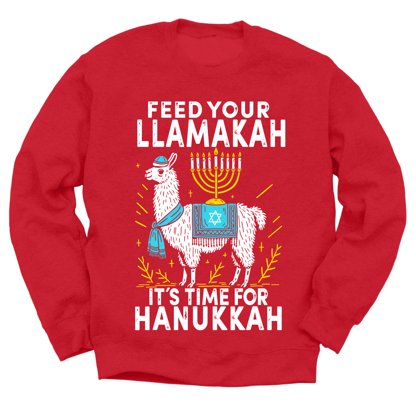 Feed Your Llamakah Hanukkah Sweater